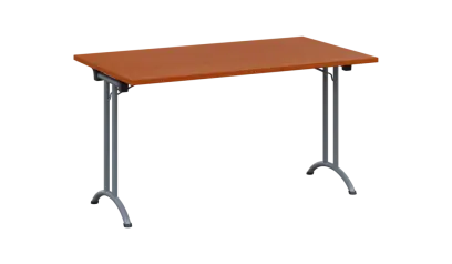 SLA 140 lak skládací jednací stůl 1394x800, deska 25 mm, podnož stříbrný lak, deska třešeň šumavská